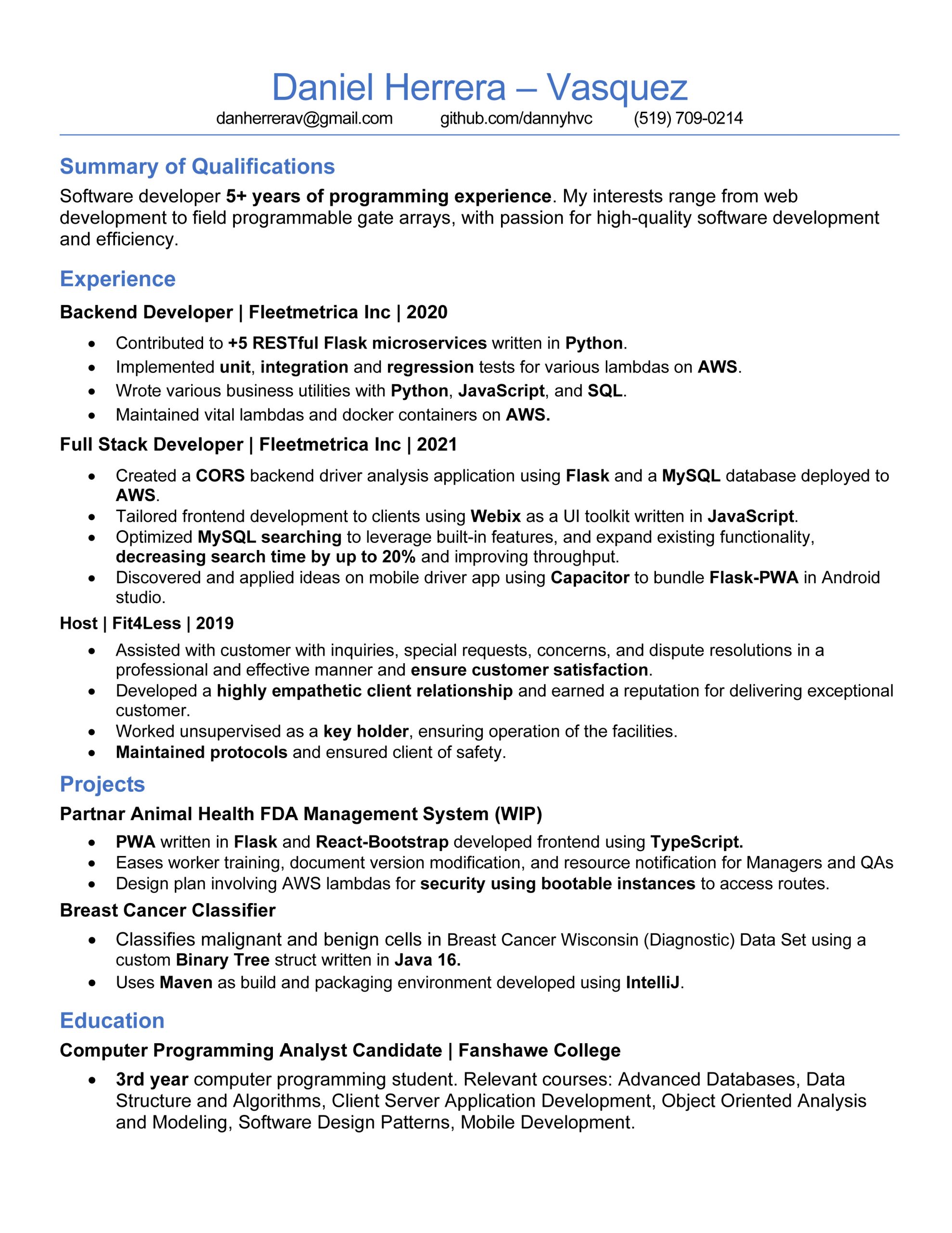 Resume- Daniel Herrera 1